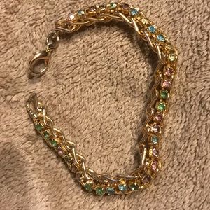 Gold tone pastel crystal bracelet